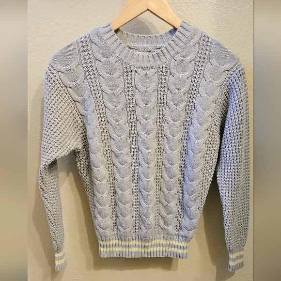 Women's Classic Cable Knit Sweater - Light Gray - Picture 1 of 6
